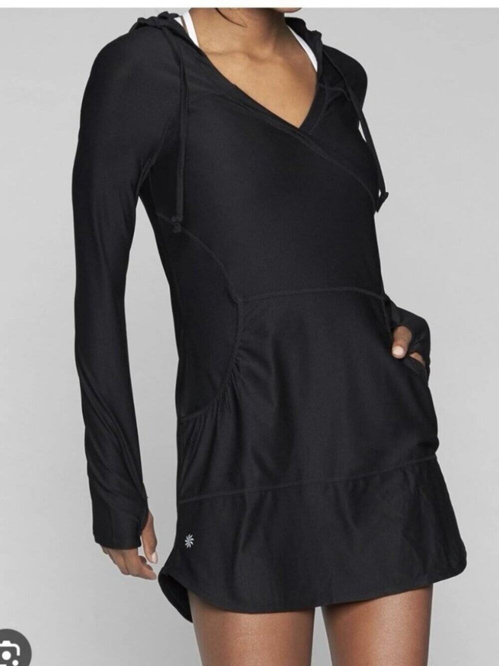 Athleta Wick It Wader Hoodie Cover Up Swim Dress Mesh Pockets Small